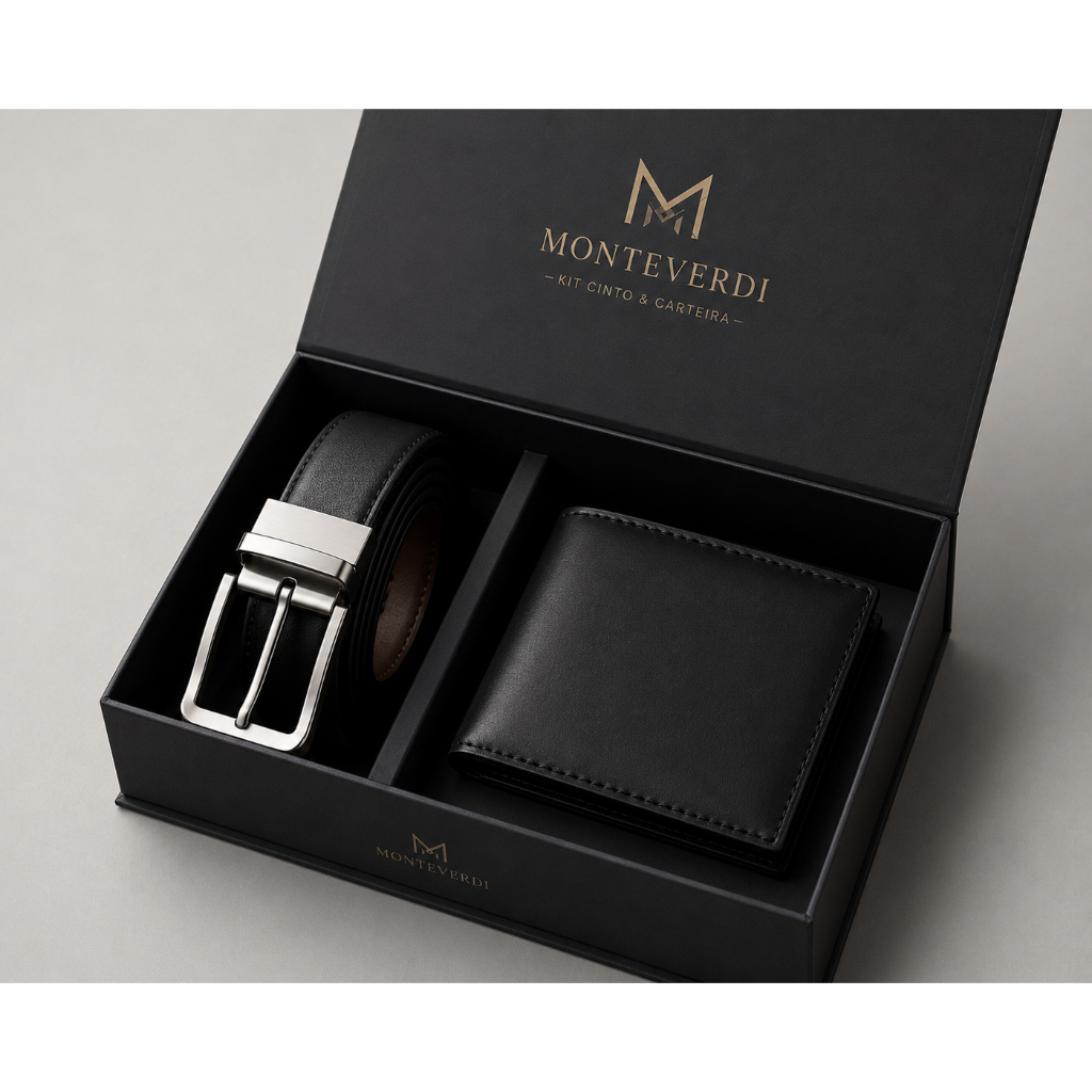 KIT Cinto Masculino + Carteira Porta Cartão Otimizado.