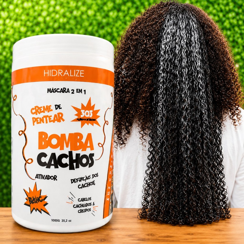 Creme de Pentear Bomba Cachos Hidralise 1kg – Ativador de Cachos e Máscara 2 em 1
