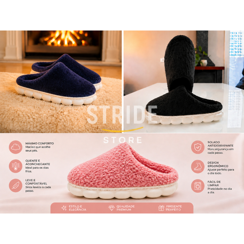 Pantufa Nuvem Peluciada Forrada Quentinha Inverno Conforto