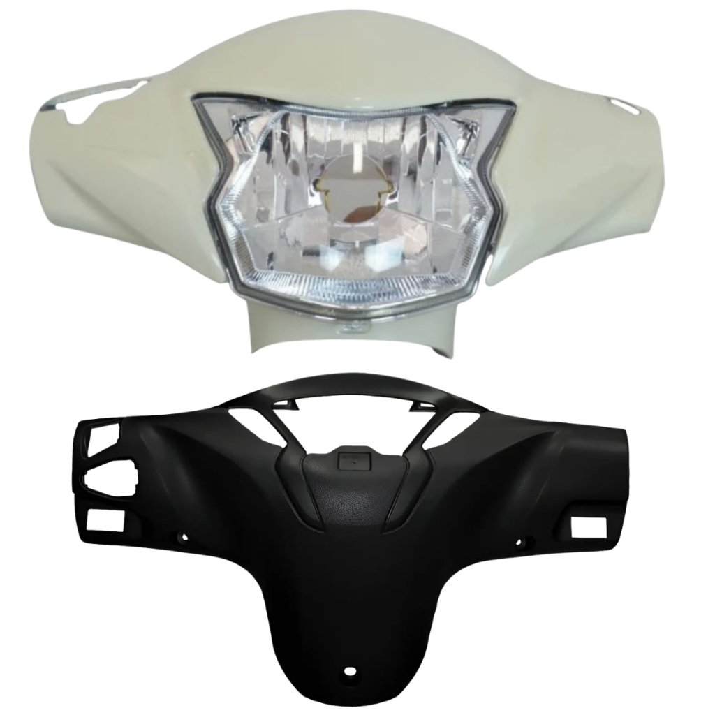 Farol Completo + Capa Moldura do Painel Honda Biz 125 EX 2018 2019 2020 2021 2022 2023 2024 Branco Creme