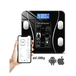 Balança Corporal Bioimpedância Profissional Bluetooth Digital - Balanço Preto