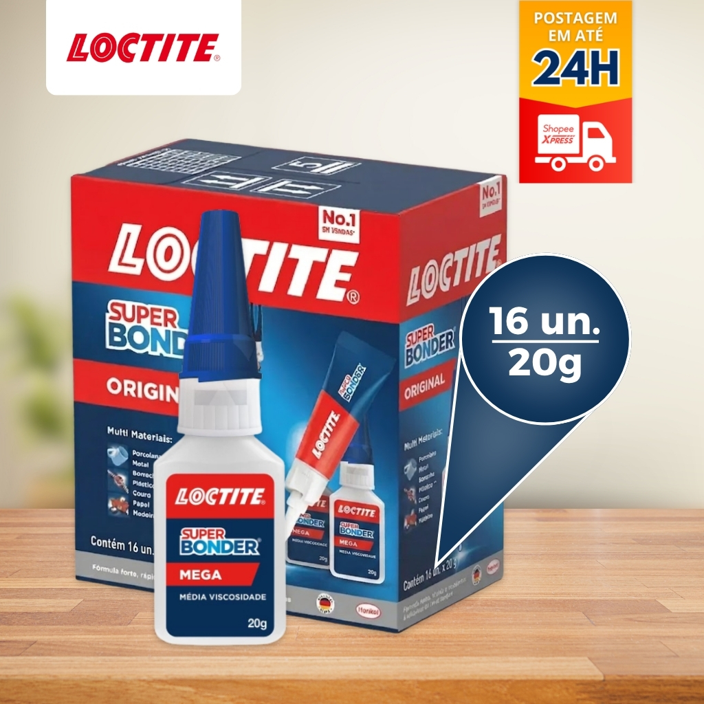 Cola Instantânea Super Bonder Ultra 20g Loctite Henkel Kit com 16 unidades