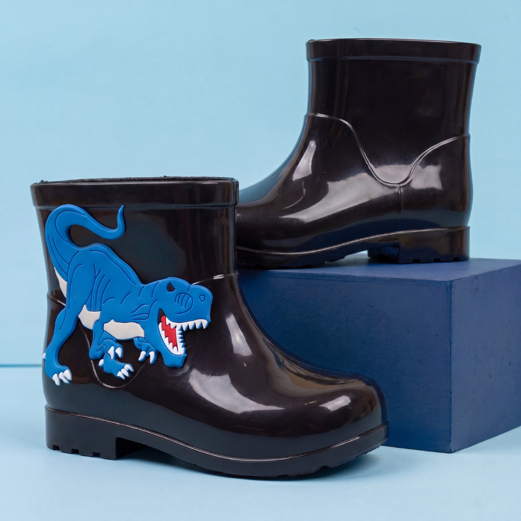 Bota Galocha Infantil Menino Dino Antiderrapante Várias Cores Bota de Chuva Divertida