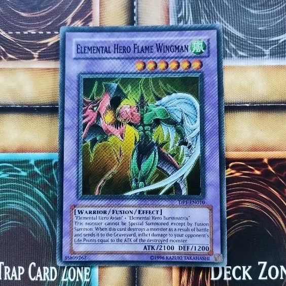 2006 Yugioh - Homem-Alado das Chamas, o HERÓI do Elemento (Super Rara) DP1-EN010