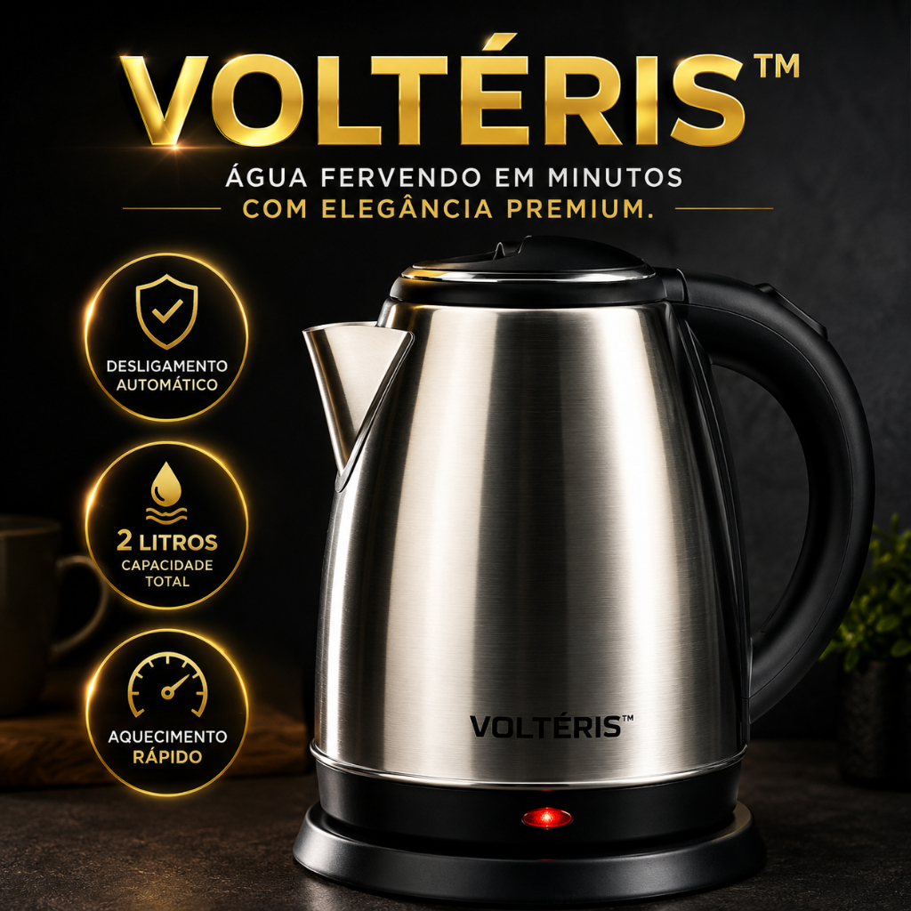 Chaleira Elétrica 127v 2L Inox Desliga Sozinha Ferve Água em 3 Minutos