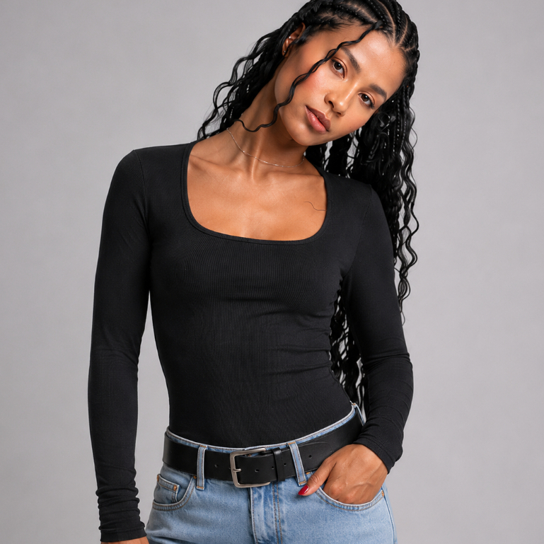 Blusa Feminina Decote Quadrado Inverno Peluciada Térmica Quentinha Casual Chic