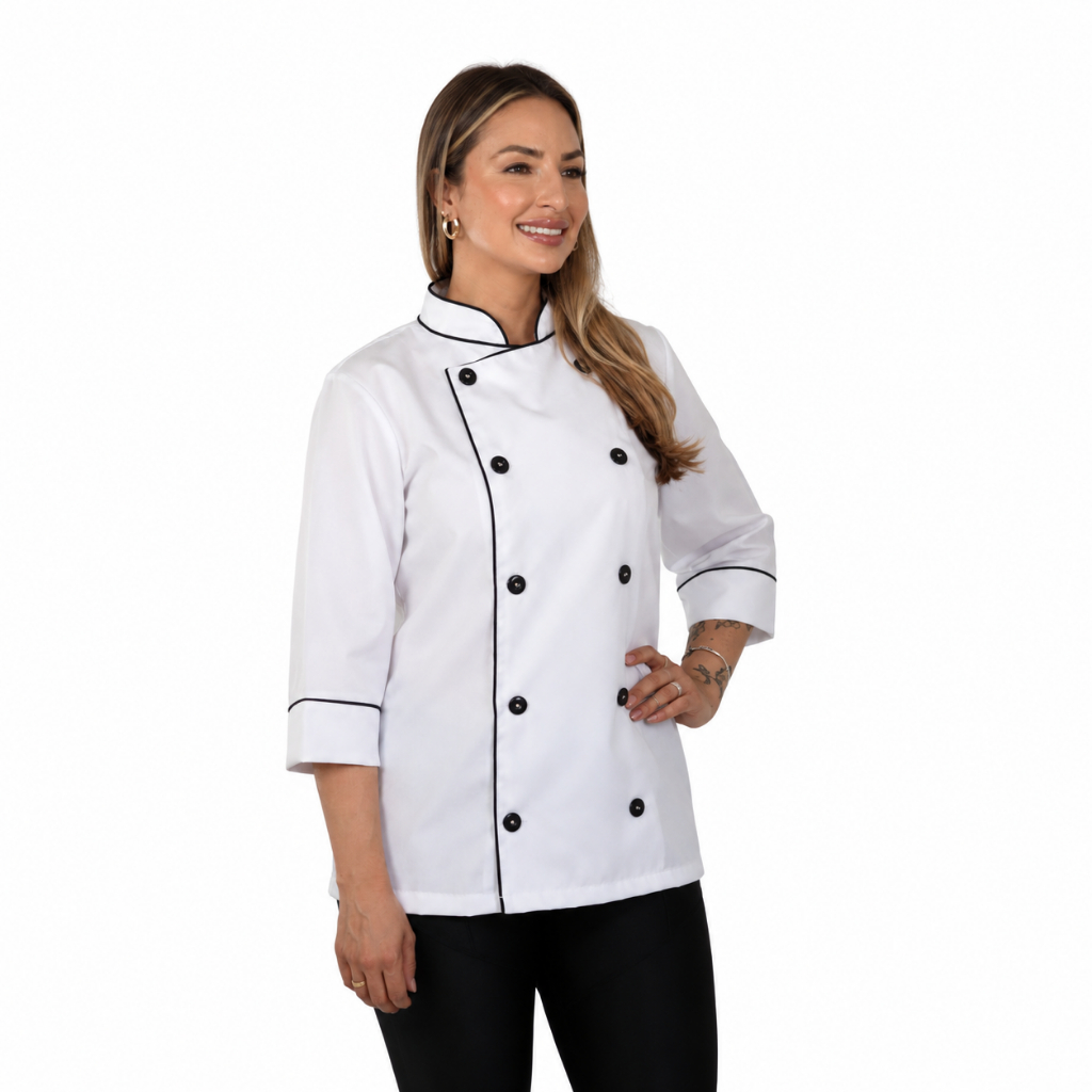 Dolma Chef Uniforme Doma Gola Padre Cozinha Unissex Manga
