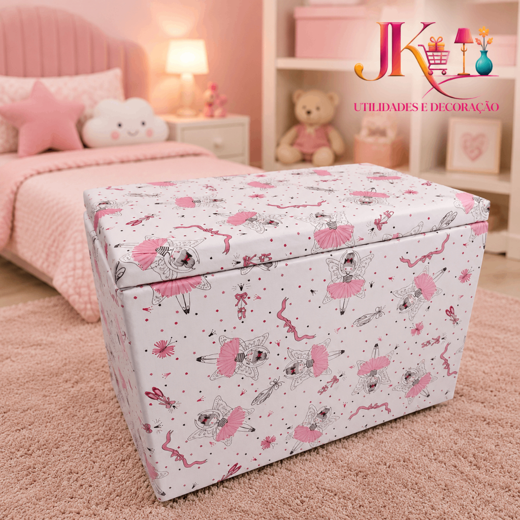 Baú Puff Médio 60cm Organizador Multiuso  Ideal para Sala e Quarto de Adulto e Infantil