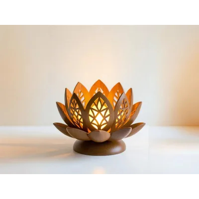 Imagem Porta Vela Flor de Lótus Castiçal Decorativo Zen Luz Ambiente
