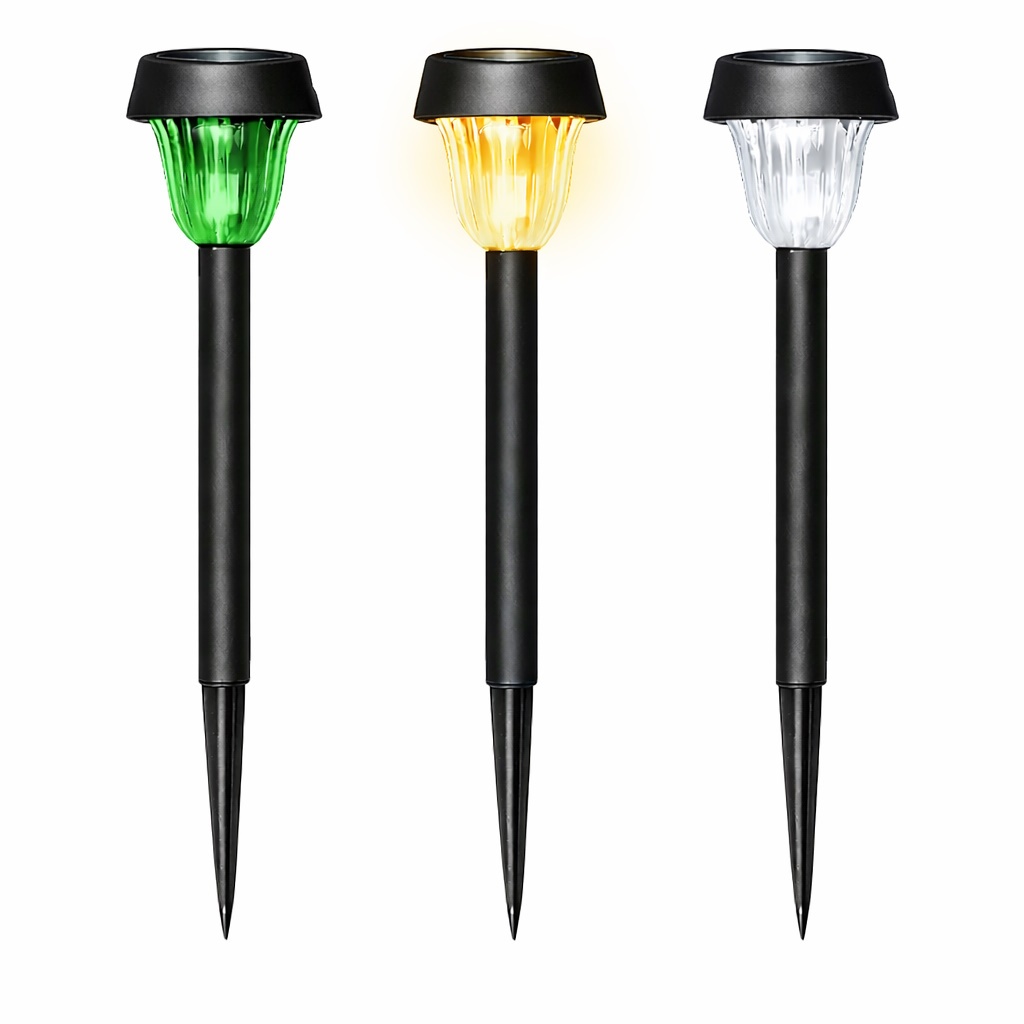 Kit 3/4/5/6 Luminária Solar Jardim Poste Espeto Balizador Led Solar Verde Branca Amarela