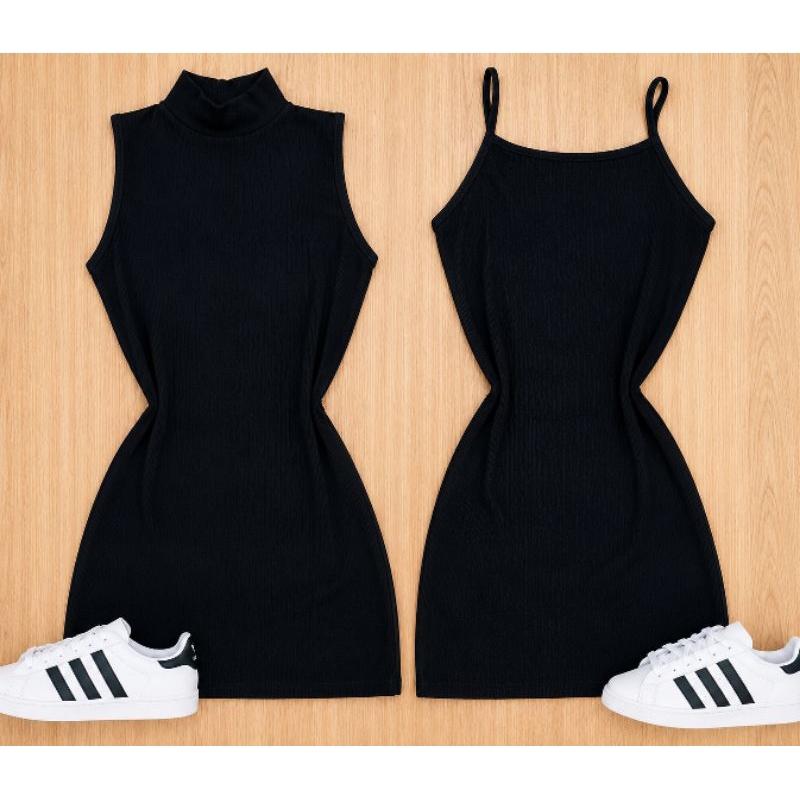 Kit Vestido Tubinho Gola Alta e Alcinha Básico Moda Blogueira