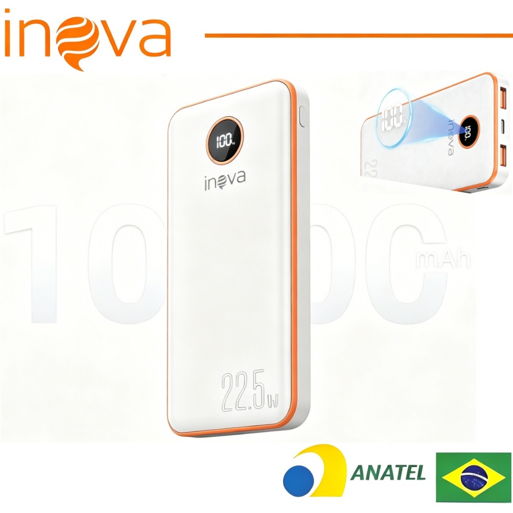 INOVA Power Bank 20000mAh Carregador Portátil Universal Original Micro USB Type-C Lightning