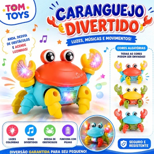Brinquedo Caranguejo Musical Interativo Infantil Luzes Som Movimento