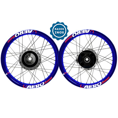 Par Roda Aro alumínio Viper Aero Azul Titan 125 00/04 Fan 125 05/08 Tambor Raios 3,5mm Inox