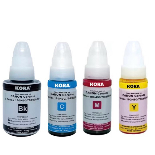 Kit 4x Refil Tinta G|190 Compatível para uso em impressora Canon G1100 G2100 G3100 G4100 G3110 NOVO LACRADO