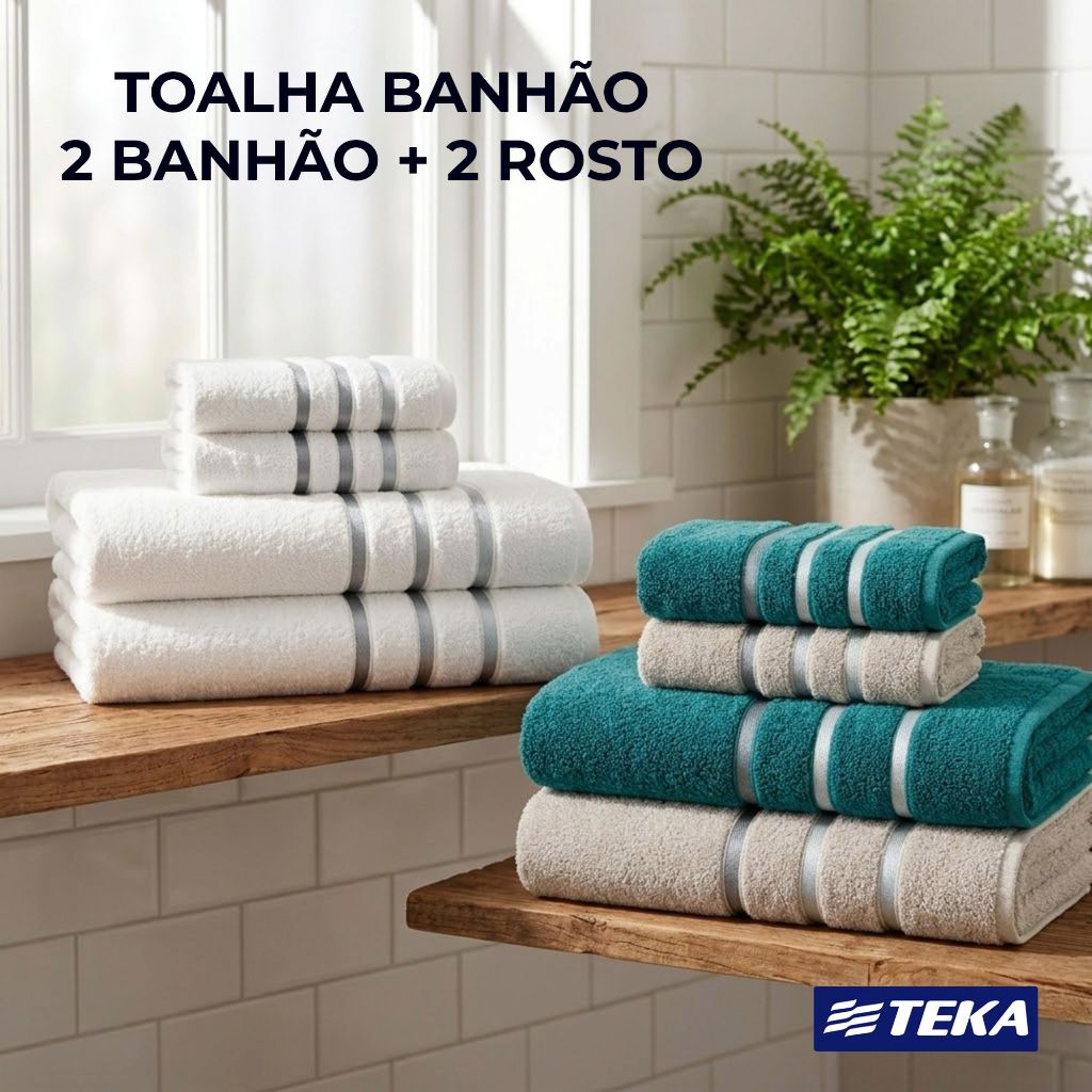 Jogo de Toalhas Banhão Gigante 4 Peças 100% Algodão Toque Macio Teka Grossa Alta Absorção