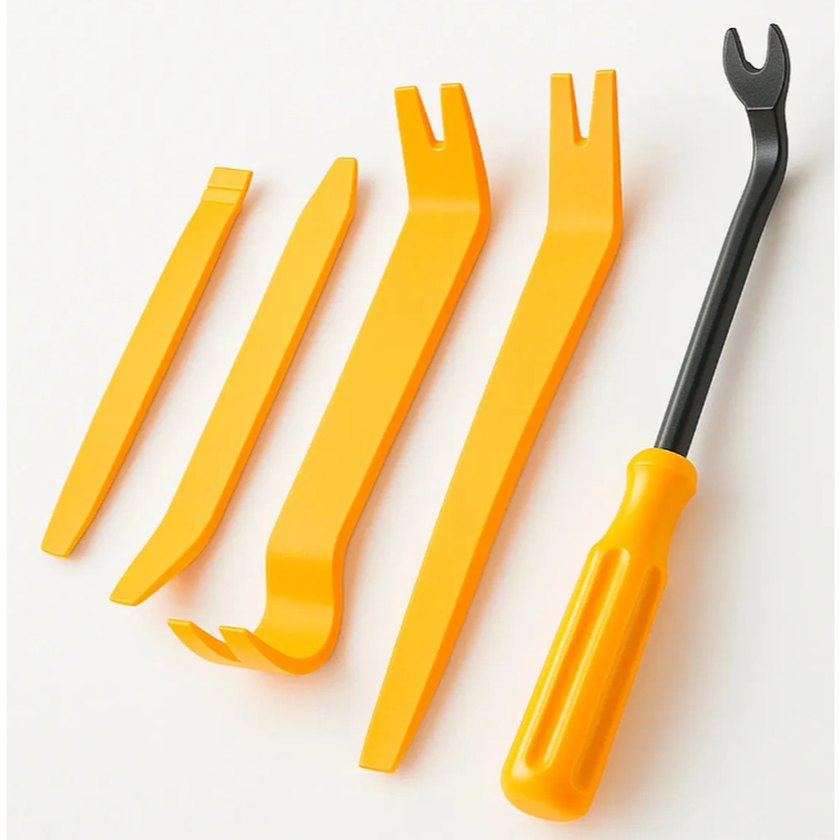 Kit Espatula Nylon Desmontar Painel Som Forro Porta Carro 5pçs Bomvink Amarelo