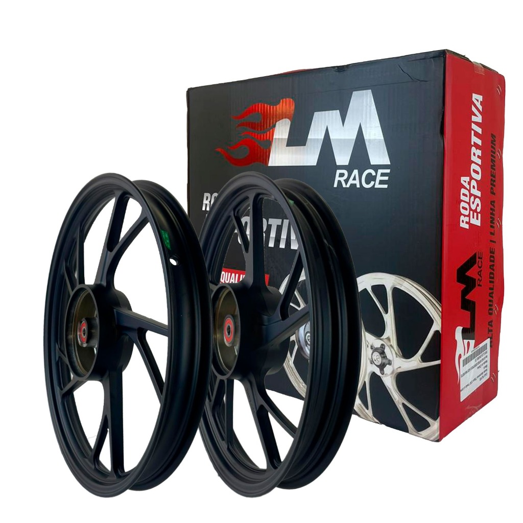 Jogo Roda Pé De Galinha Cg Titan 150 160 Liga Leve Freio A Tambor Lona Com Rolamento Cor Preta