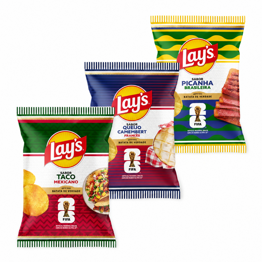 Kit Batata Chips Lay’s Copa – 3 Sabores Edição Especial 62g (3 Unidades)