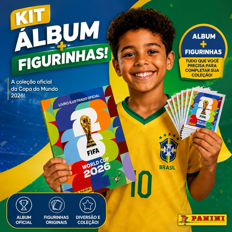 Kit Álbum + Figurinhas da Copa do Mundo FIFA 2026  Oficial Capa Mole com 7/ 21/35/70 Figurinhas Pacotes Colecionáveis