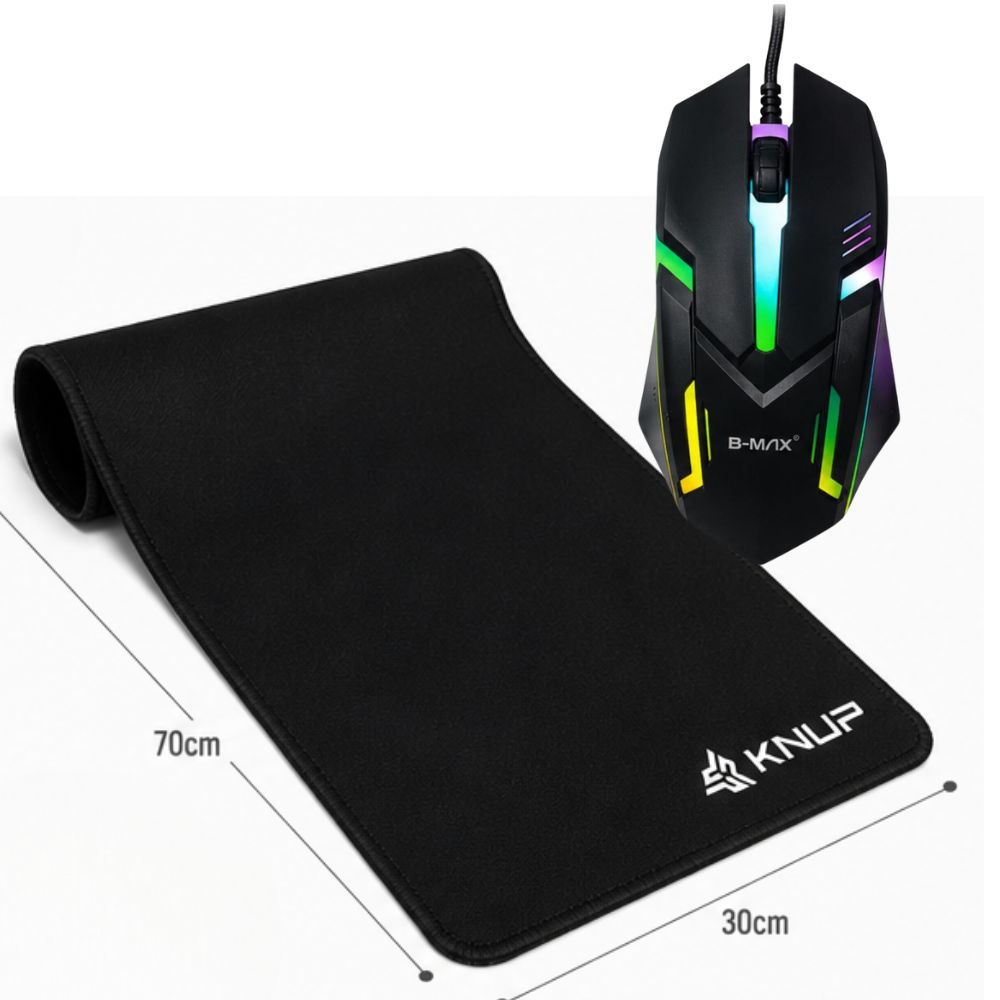 Kit Mouse Gamer RGB B-Max + Mousepad Grande Speed 70x30cm Knup