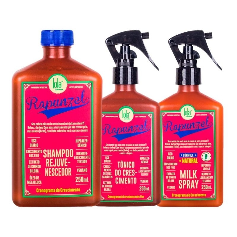 Kit Shampoo + Tratamento Antiqueda + Leave-in Lola Cosmetics Rapunzel Kit