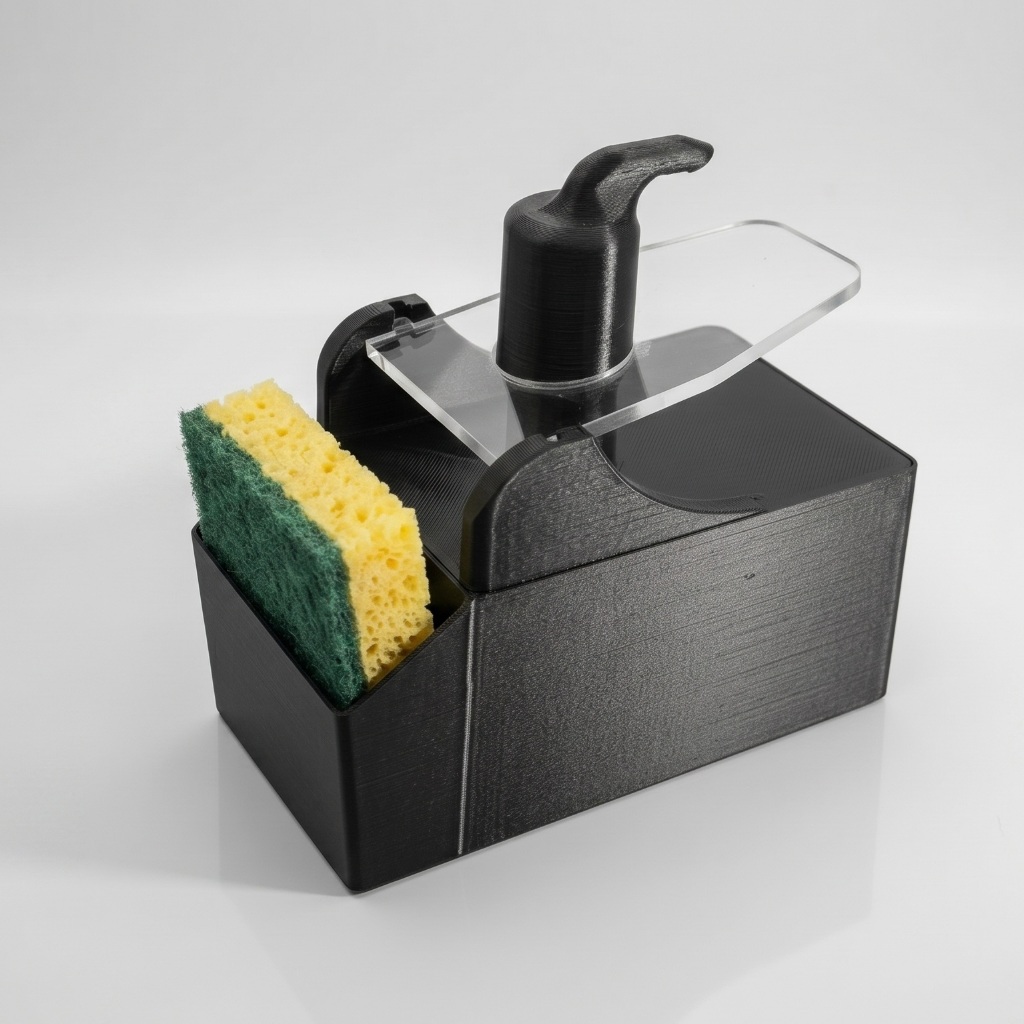 Dispenser Porta Detergente e Bucha Luxo Cozinha Pintura não Descasca Acionamento 1 mão SPOOMJET