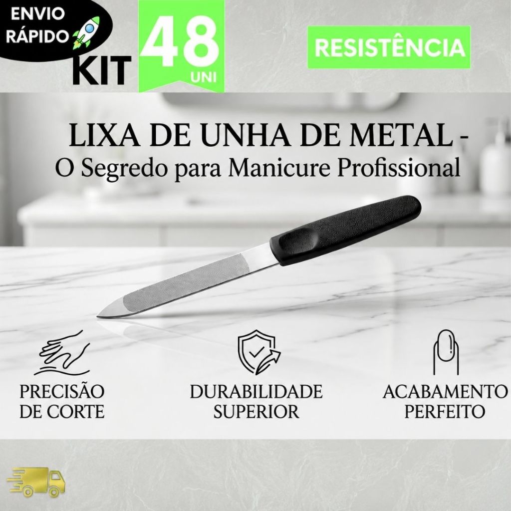 Kit Utilidades de Manicure Lixas de Unha de Metal Profissional Alta Precisão e Durabilidade Premium Esmalte