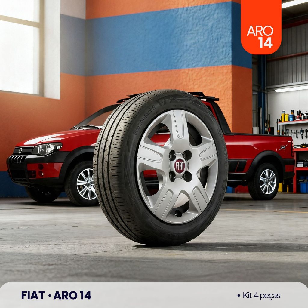 Jogo Calota Aro 14 Fiat Strada 2013 2014 2015 2016 Até 2020