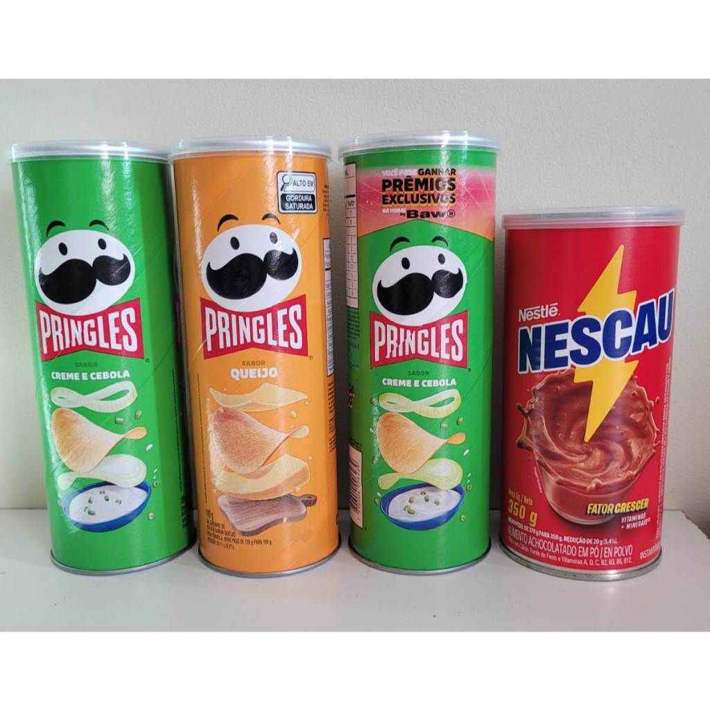 4 Latas VAZIAS Artesanato Pringles Nescau