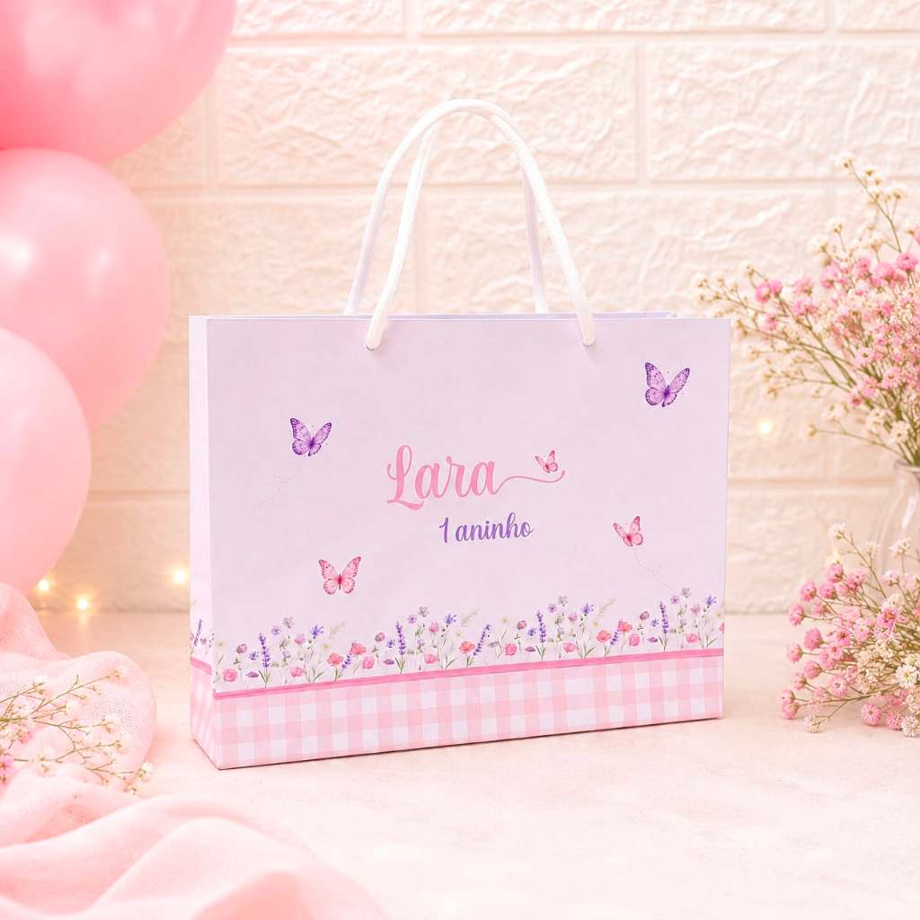 Sacolinha Personalizada Jardim das Borboletas / Lembrancinhas / Aniversário / Sacola Surpresa JÁ MONTADA