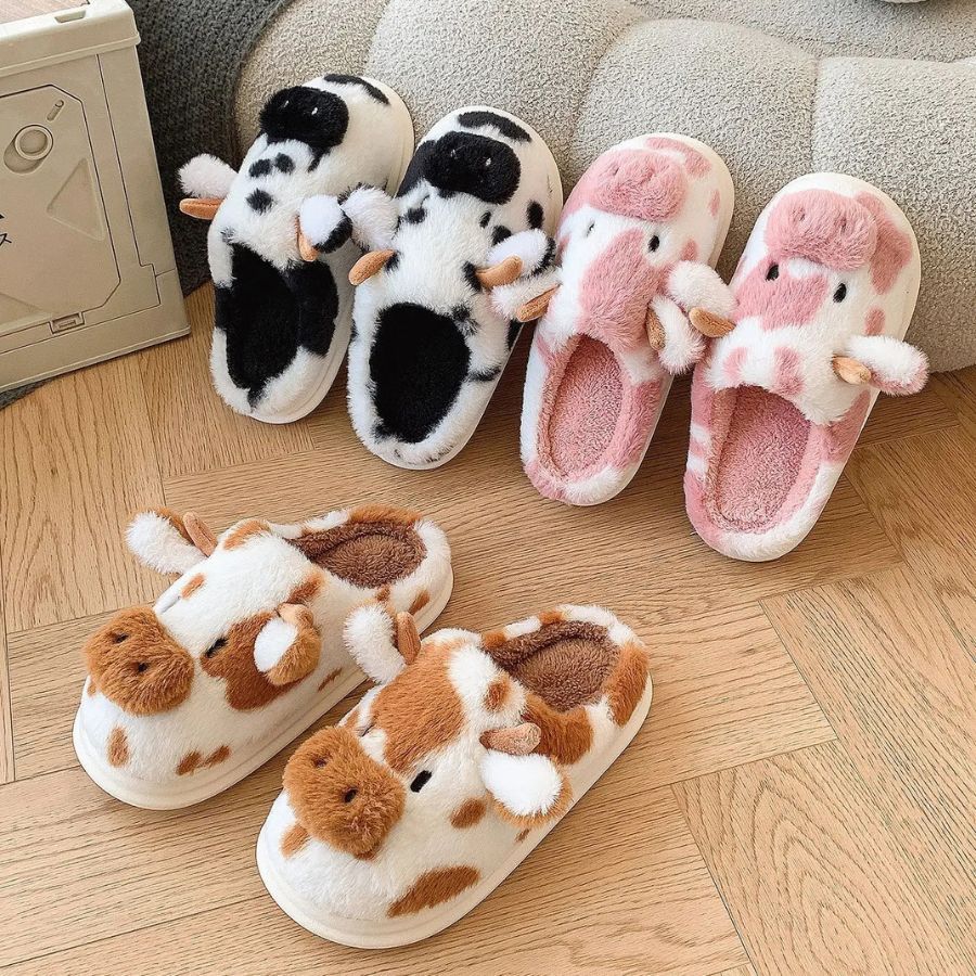 Pantufa Feminina Infantil Nuvem Vaquinha 3D Luxo Flexível Confortável