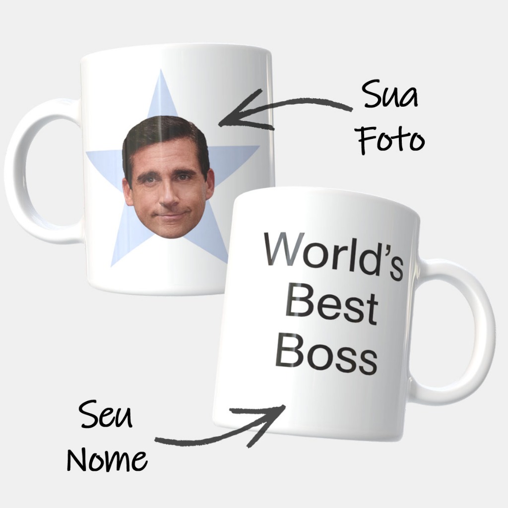 Caneca The Office Personalizada Com Foto World’s Best Boss Ceramica Premium Estampa HD 325ml