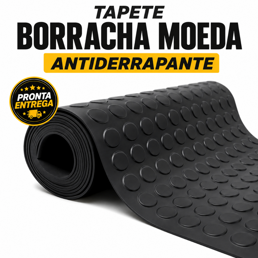 Tapete Borracha Moeda Antiderrapante 3mm Piso Academia Garagem Oficina