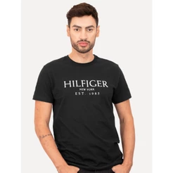 Camiseta Tommy Hilfiger Original Masculina Big Logo Est.1985 Preta