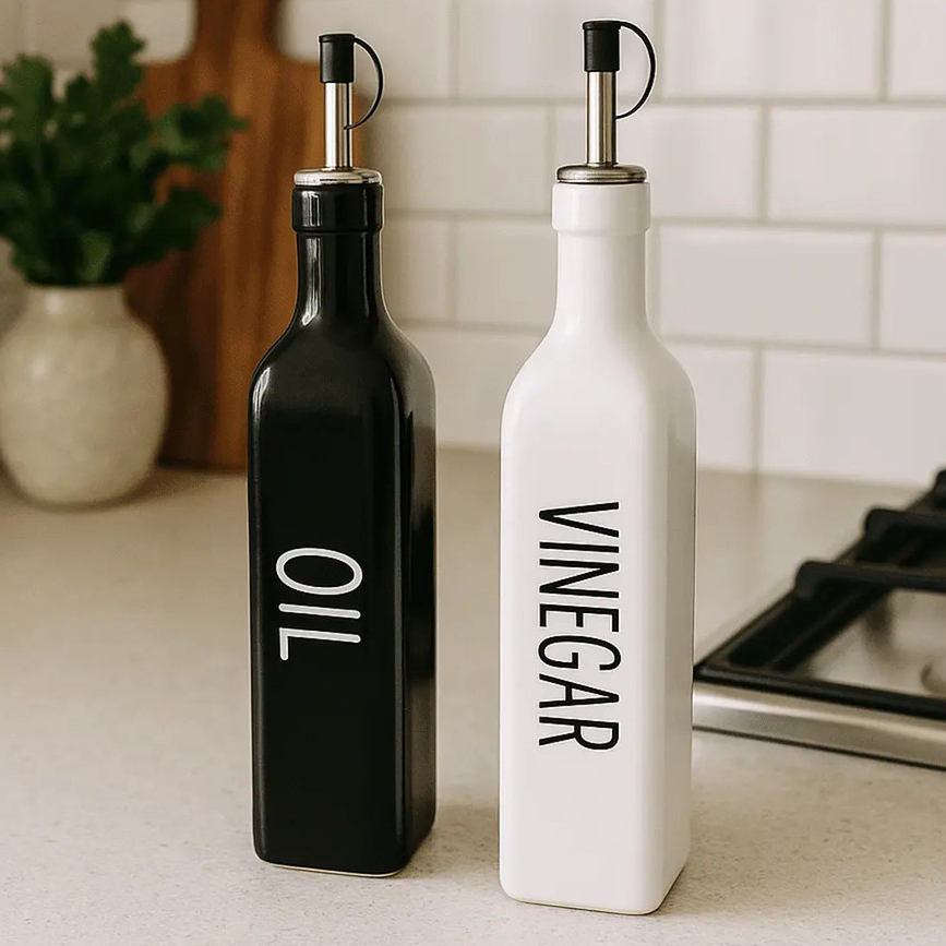 Jogo de Azeiteiro Vinagreiro De Vidro Manhattan 290ml Hauskraft 2 Peças