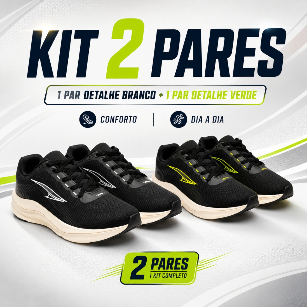 Kit 2 Tênis Esportivo Performance Corrida Academia Treino Amortecimento Leve