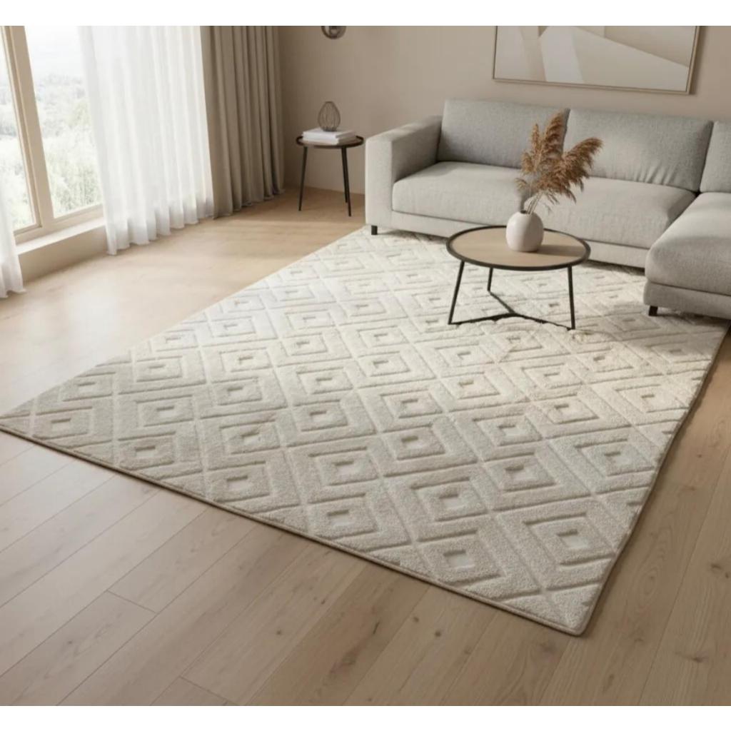 Tapete sala quarto sem pelo com relevo em jacquard macio antiderrapante 2,40x2,00
