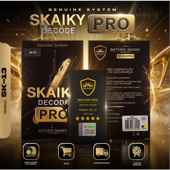 Bateria Skaiky DECODE PRO Compatível Com iPhone 13 Peça Genuína 1 Ano de Garantia Homologada Anatel