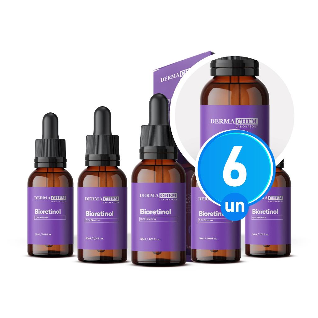 Kit 6 Sérum Anti Rugas Profundas Bioretinol 30ml Restaura e Firma a Pele Dermachem