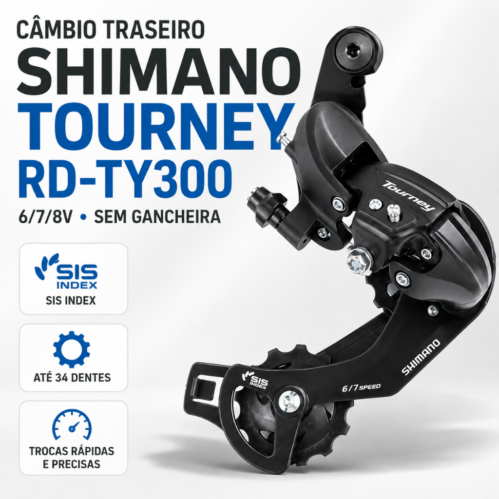 Câmbio Shimano Tourney Ty300 Sem Gancheira 6/7/8v Mtb