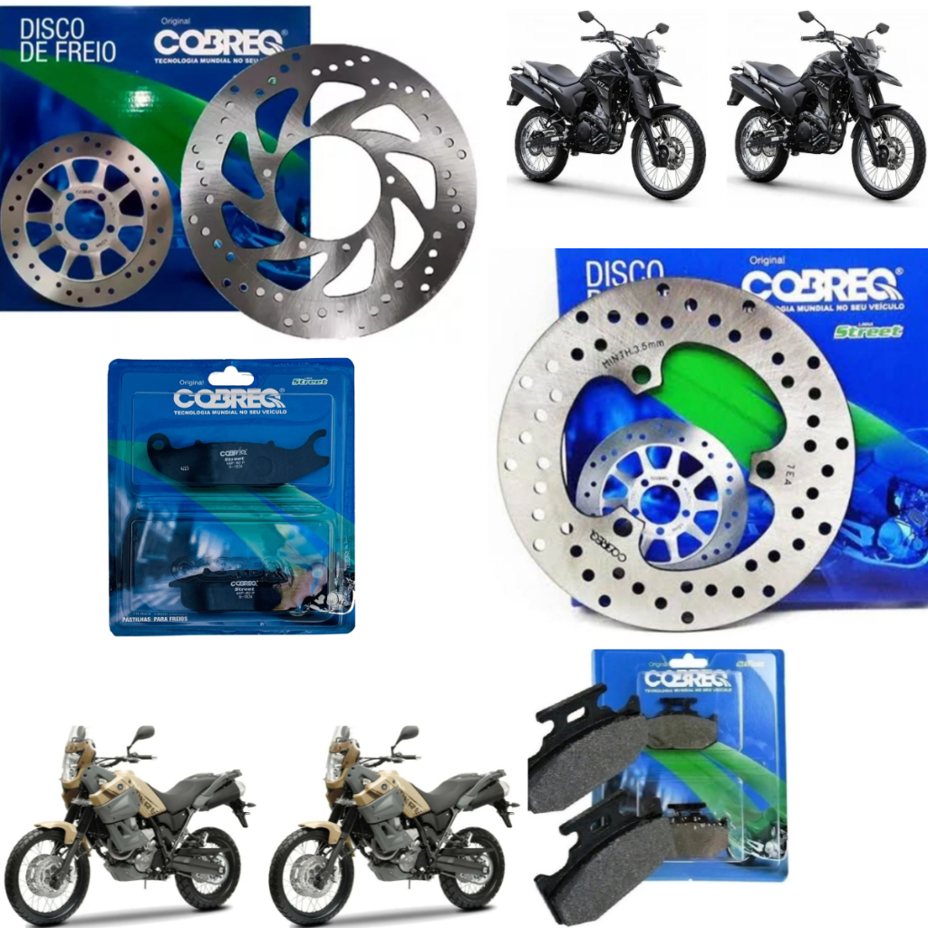 Kit DISCO Freio Dianteiro + Traseiro + PASTILHA Dianteira + Traseira LANDER TENERE 2016 até 2026