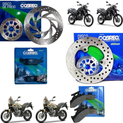Kit DISCO Freio Dianteiro + Traseiro + PASTILHA Dianteira + Traseira LANDER TENERE 2016 até 2026