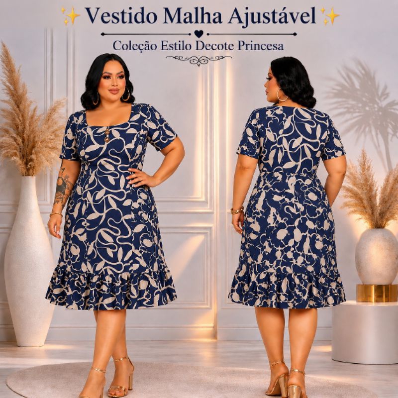 Vestido Curto Feminino Evangélico Lançamento Manga Média Com Babado Tubinho Elegante Decote Princesa