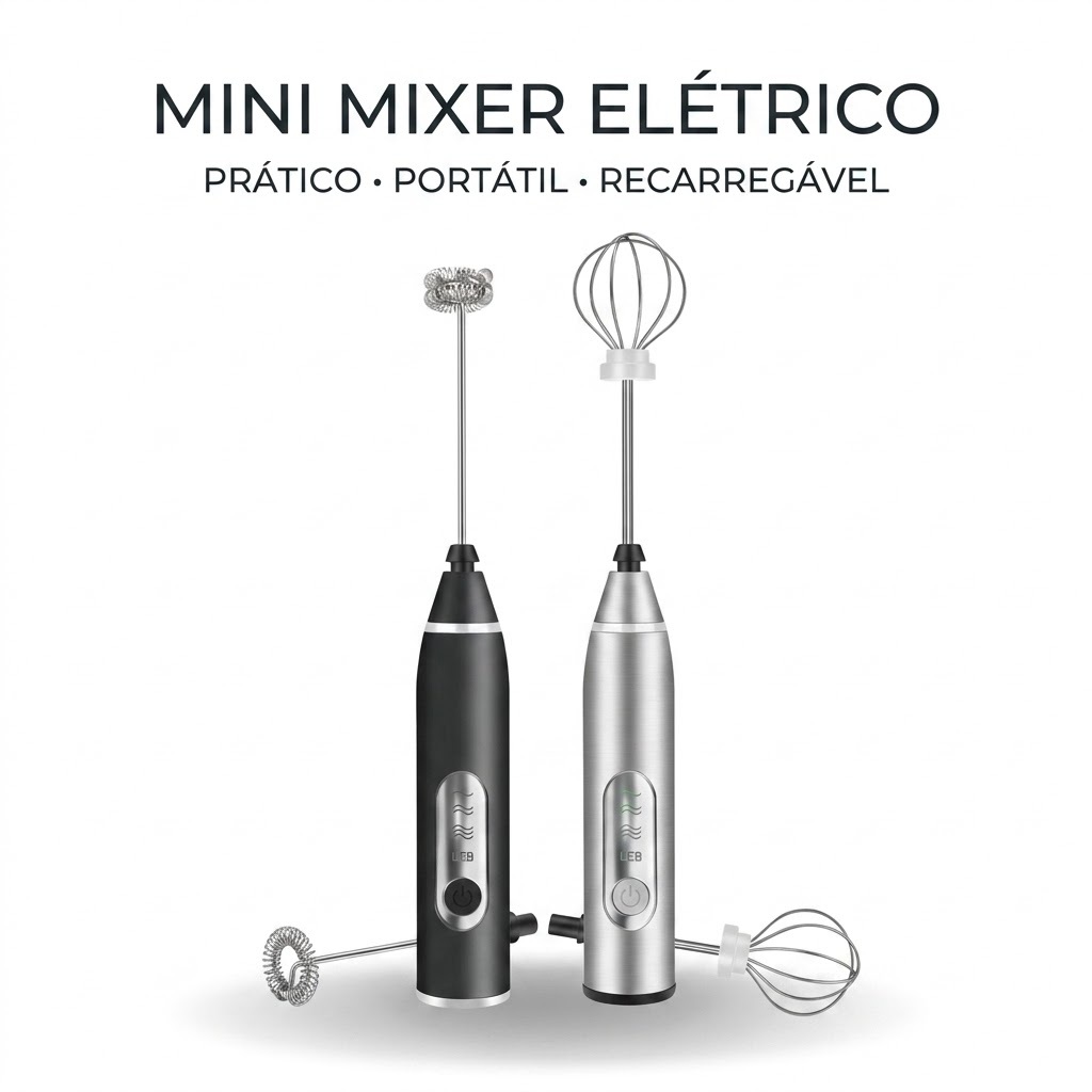 Mini Mixer Elétrico Portátil Misturador Batedor Leite Café Ovo USB Recarregável Bebidas
