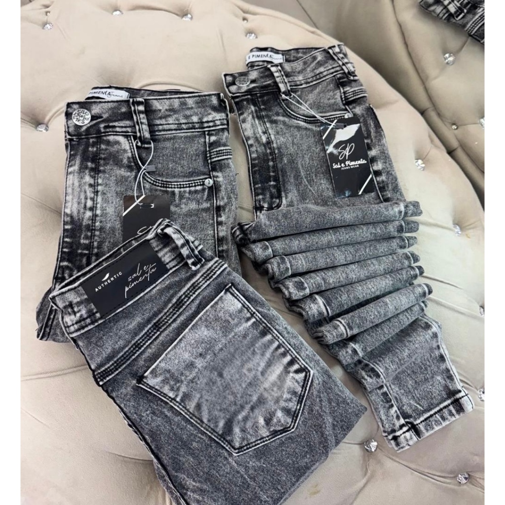 Calça Jeans Premium Sal e Pimenta Original Cintura Alta Com Lycra Modelagem Empina Bumbum