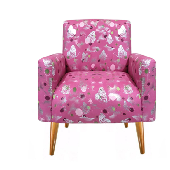 Poltrona Nina Infantil Suede Estampado  ROSA- ou Verde Dominic Decor