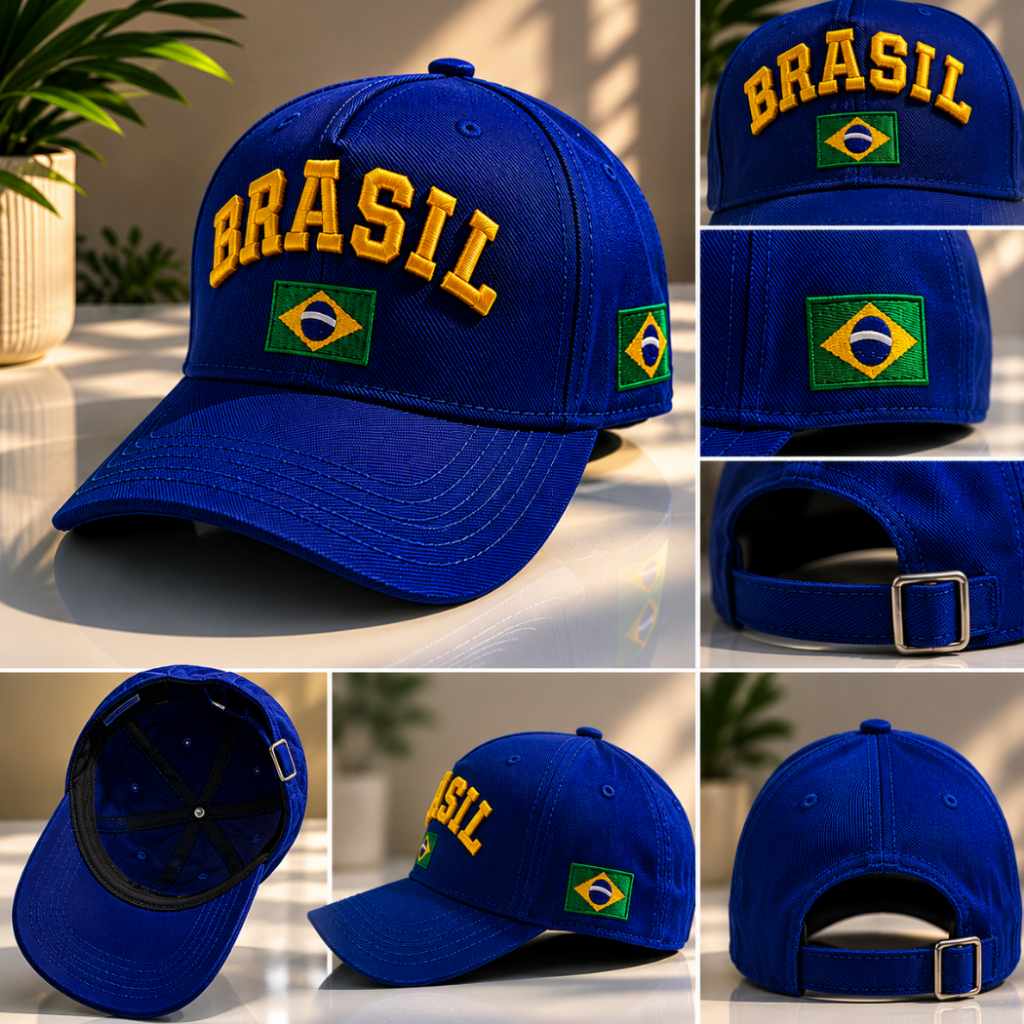 Bone Selecao Brasileira Bandeirinha Bordado Copa 2026 Brasil
