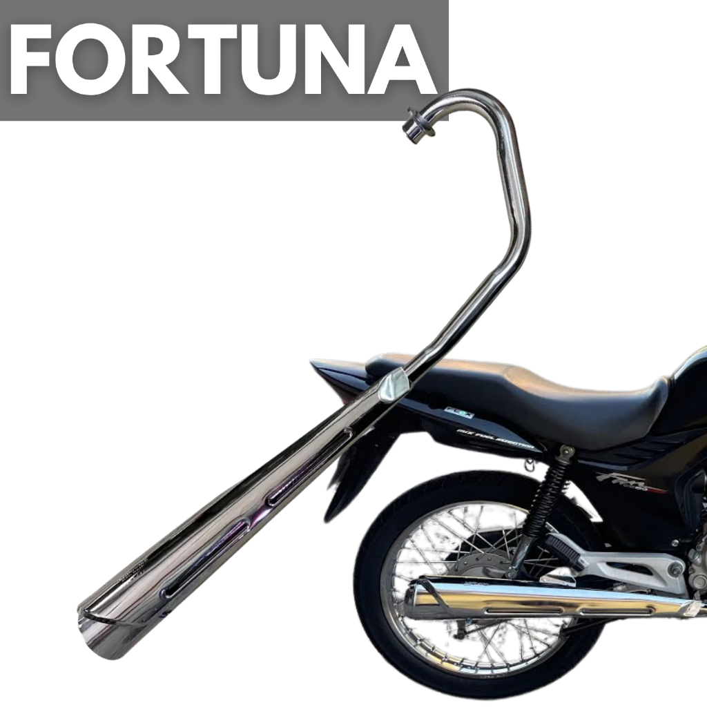 Escapamento c protetor estralador fortuna titan fan 150 es ks 2009 a 2013 s/bacalhau