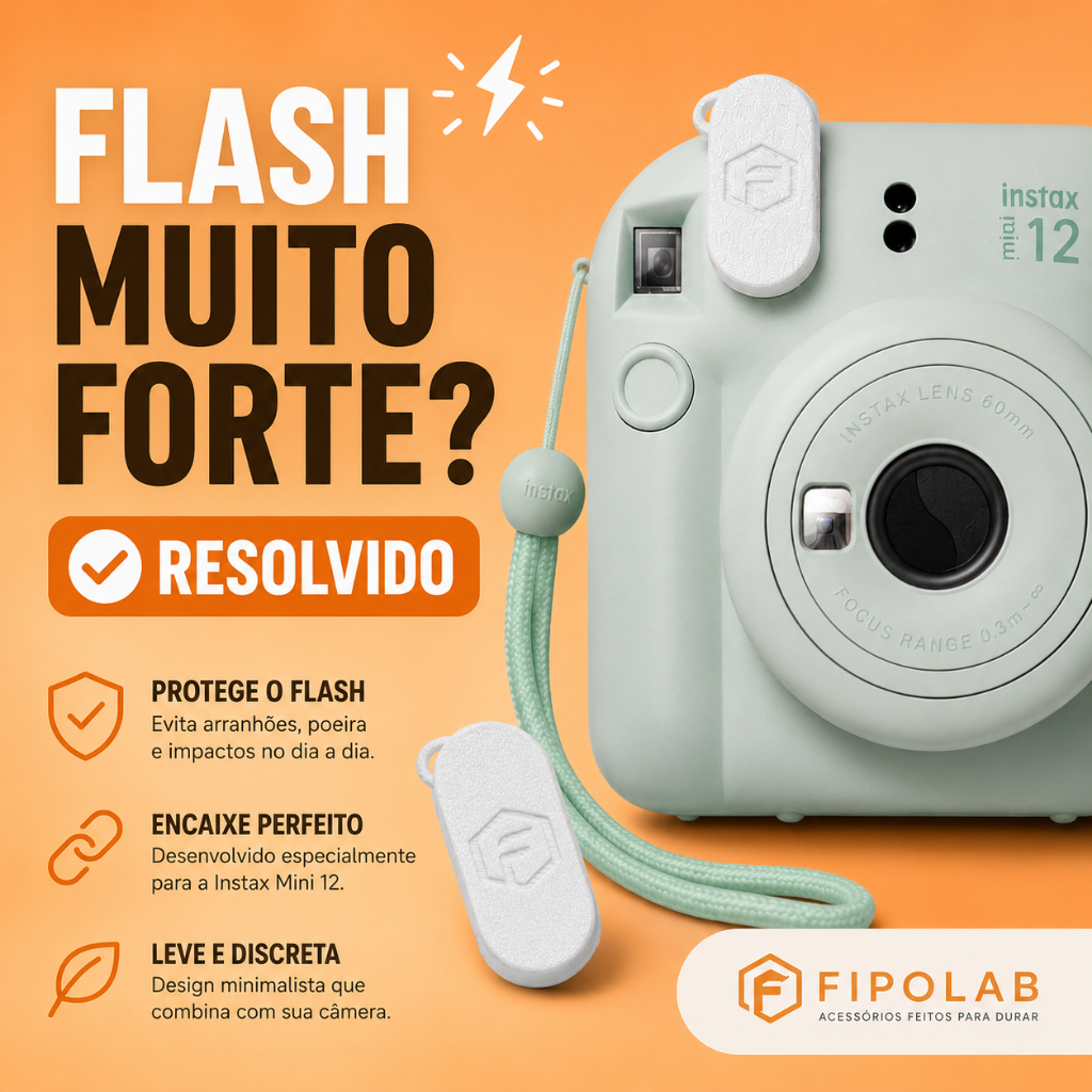 Kit 2x Tampa Flash Fujifilm Instax Mini 12 | Anti Estouro | Protetor